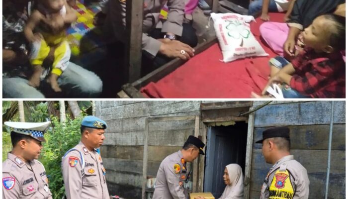Polsek P. Brandan Dan Polsek Besitang Salurkan Bansos HUT Ke-79 Bhayangkara