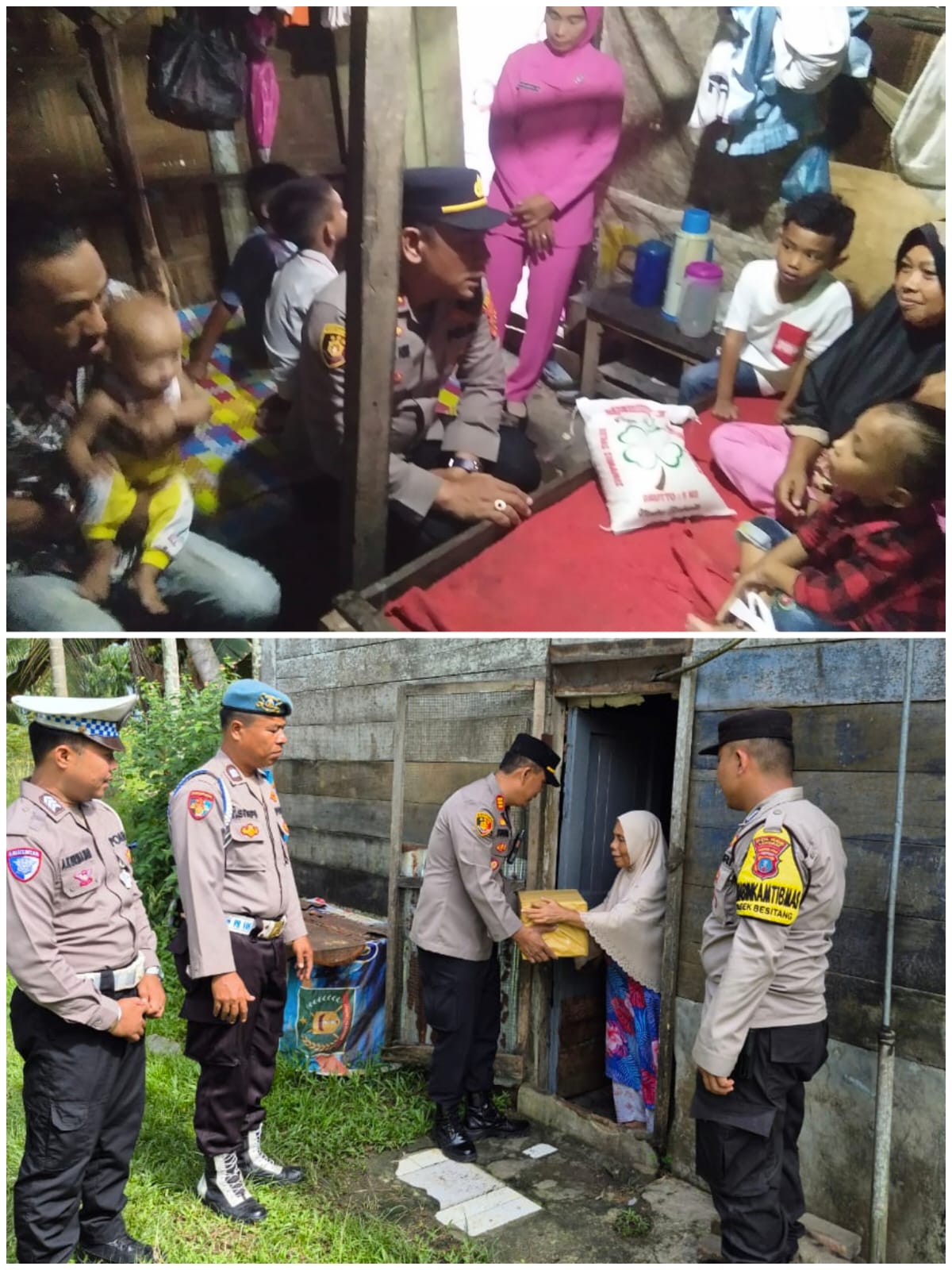 Polsek P. Brandan Dan Polsek Besitang Salurkan Bansos HUT Ke-79 Bhayangkara
