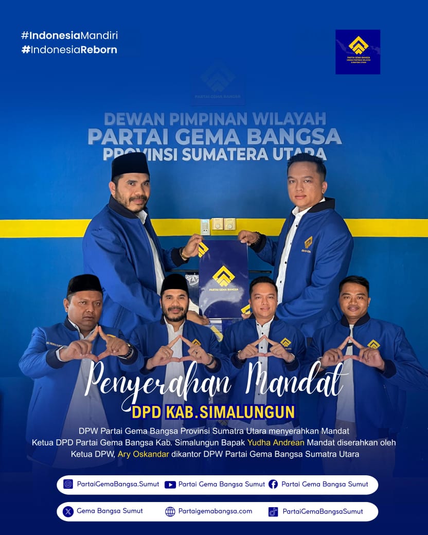 Terima Mandat, Yudha Purba Resmi Nakhodai DPD Partai Gema Bangsa Kabupaten Simalungun