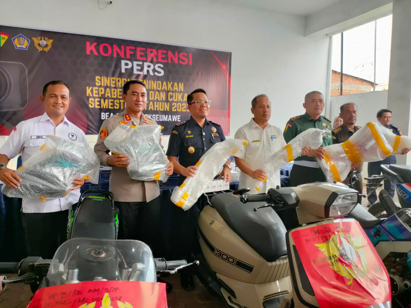 Diduga Ilegal, 5 Unit Sepeda Motor Mewah Asal Thailand Disita Bea Cukai Lhokseumawe