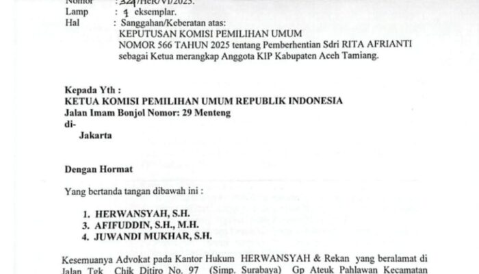 Ketua KIP Aceh Tamiang Ajukan Sanggahan Ke KPU RI