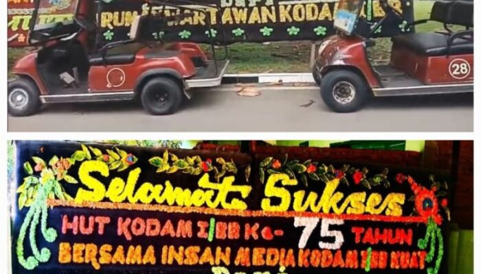 Rumah Wartawan Kodam I/BB Kirim Papan Bunga, Wujud Sinergi Abadi Di HUT Ke-75 Kodam I/BB