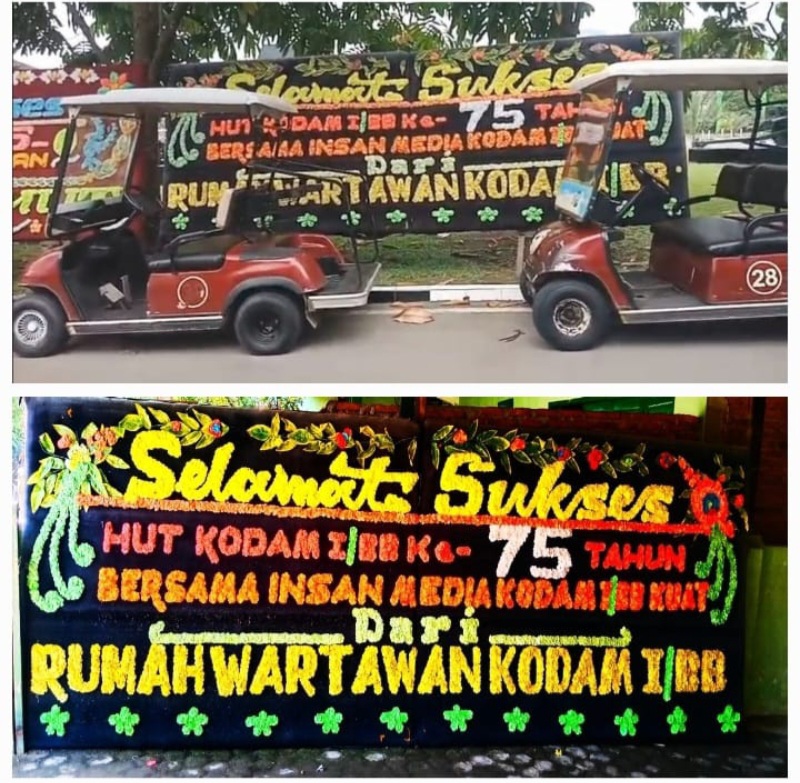 Rumah Wartawan Kodam I/BB Kirim Papan Bunga, Wujud Sinergi Abadi Di HUT Ke-75 Kodam I/BB