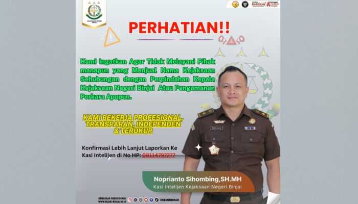 Kejari Binjai Imbau Waspadai Oknum Catut Nama Jaksa