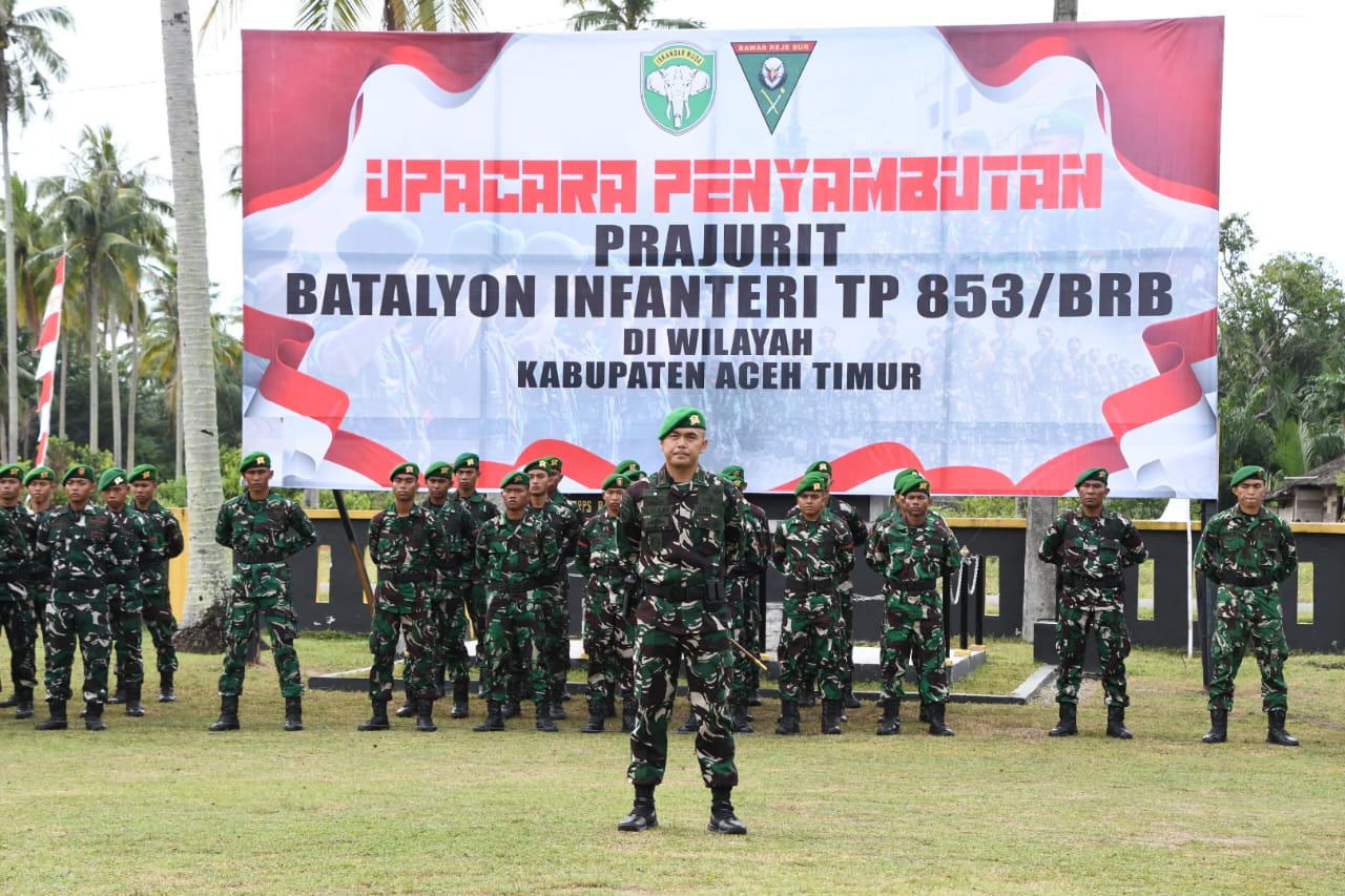 423 Prajurit TNI Batalyon TP Aceh Timur Disambut Meriah