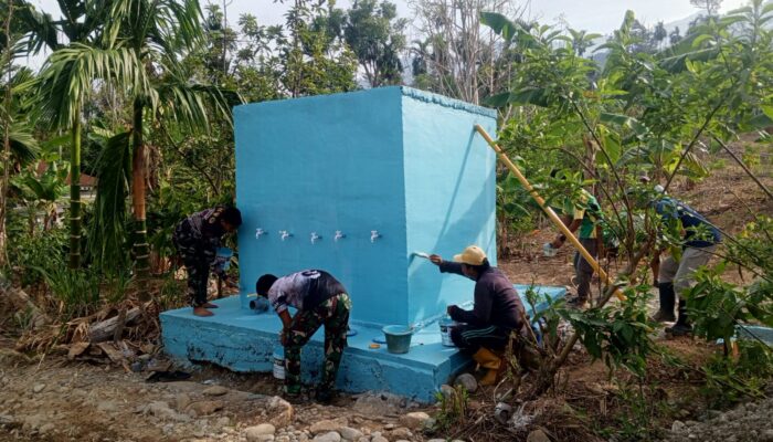 TMMD Agara Rampungkan Bak Penampungan Air Bersih, Gorong-gorong Dikerjakan