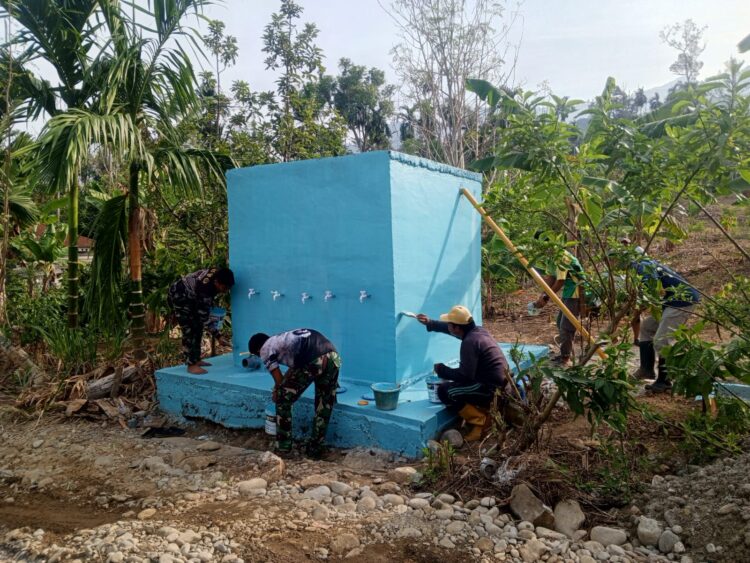TMMD Agara Rampungkan Bak Penampungan Air Bersih, Gorong-gorong Dikerjakan