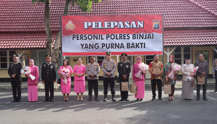 Polres Binjai Lepaskan Personel Purna Bhakti
