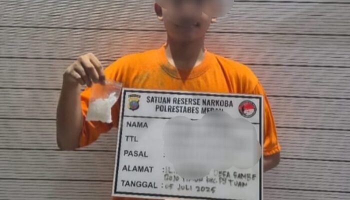 Polrestabes Medan Ringkus Pemilik 41,67 Gram Sabu