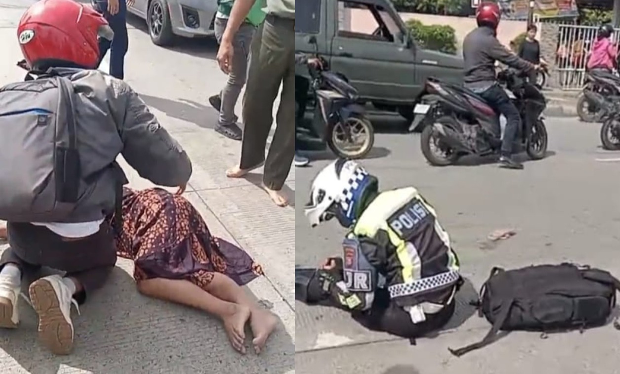 Petugas PJR Polda Sumut Tabrak Warga Di Jalan SM Raja