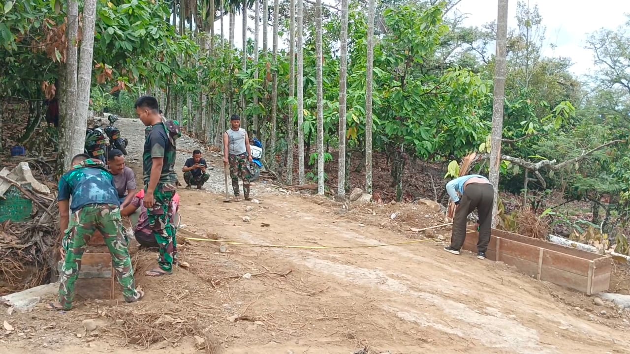 Satgas TMMD Agara Kejar Penyelesaian Gorong-gorong Dan MCKDdi Bukit Tusam