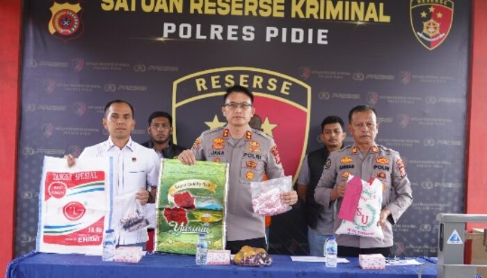 Polres Pidie Ungkap Beras Oplosan, Puluhan BB Disita