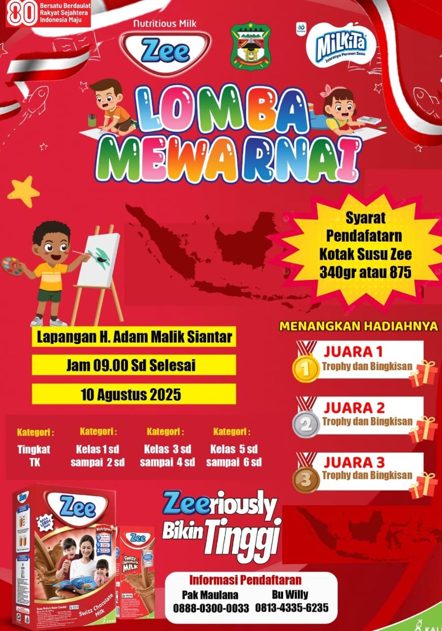 Pemko P. Siantar Akan Gelar Lomba Mewarnai Semarakkan HUT RI
