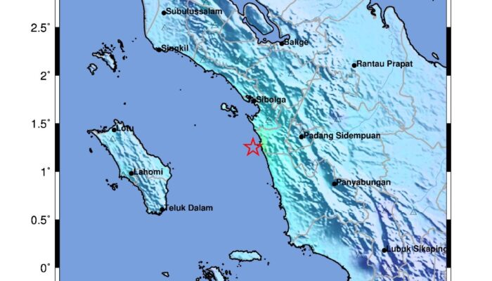 Tak Berpotensi Tsunami, Wilayah Pantai Barat Tapteng Diguncang Gempa Tektonik M5,3