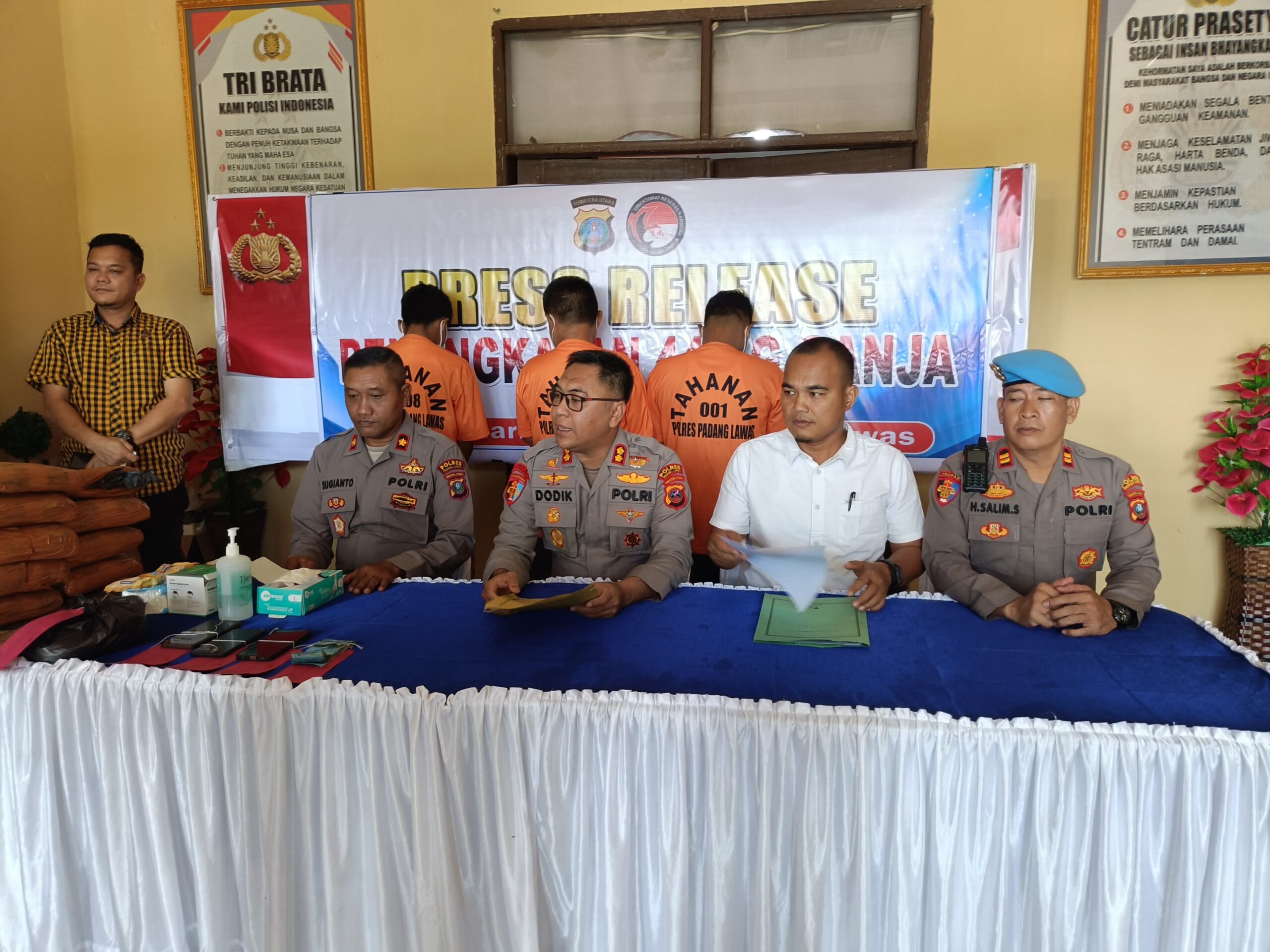 Polres Palas Amankan 44 Kg Ganja Bersama Tiga Tersangka