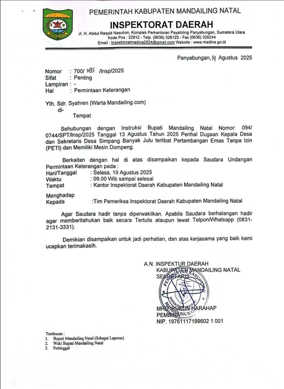 Pemanggilan Wartawan Oleh Inspektorat Salah Alamat