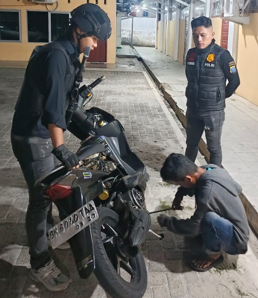 Polres P.Siantar Patroli Hingga Subuh Tindak 3 Sepeda Motor Knalpot Brong