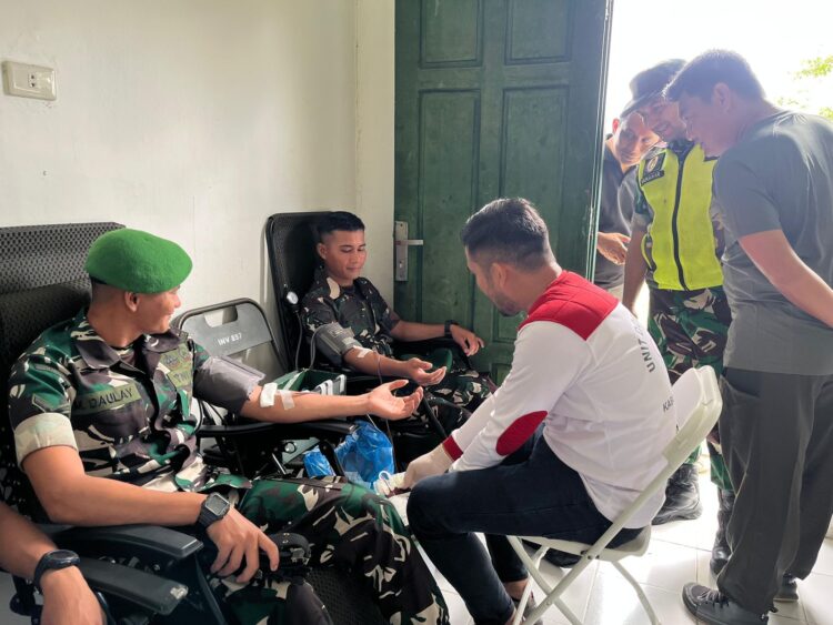 Meriahkan HUT Ke-80 RI, Yonif TP 857/GG Gelar Donor Darah