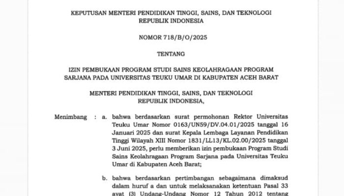 SK Menteri Terbit, UTU Punya Prodi Sains Keolahragaan