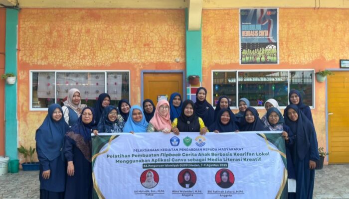 Univa Medan Gelar Pelatihan Pembuatan Flipbook Cerita Anak Berbasis Kearifan Lokal Di RA Islamiyah GUPPI