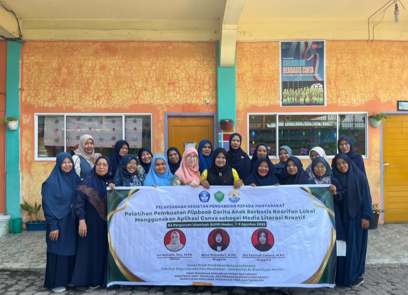 Univa Medan Gelar Pelatihan Pembuatan Flipbook Cerita Anak Berbasis Kearifan Lokal Di RA Islamiyah GUPPI