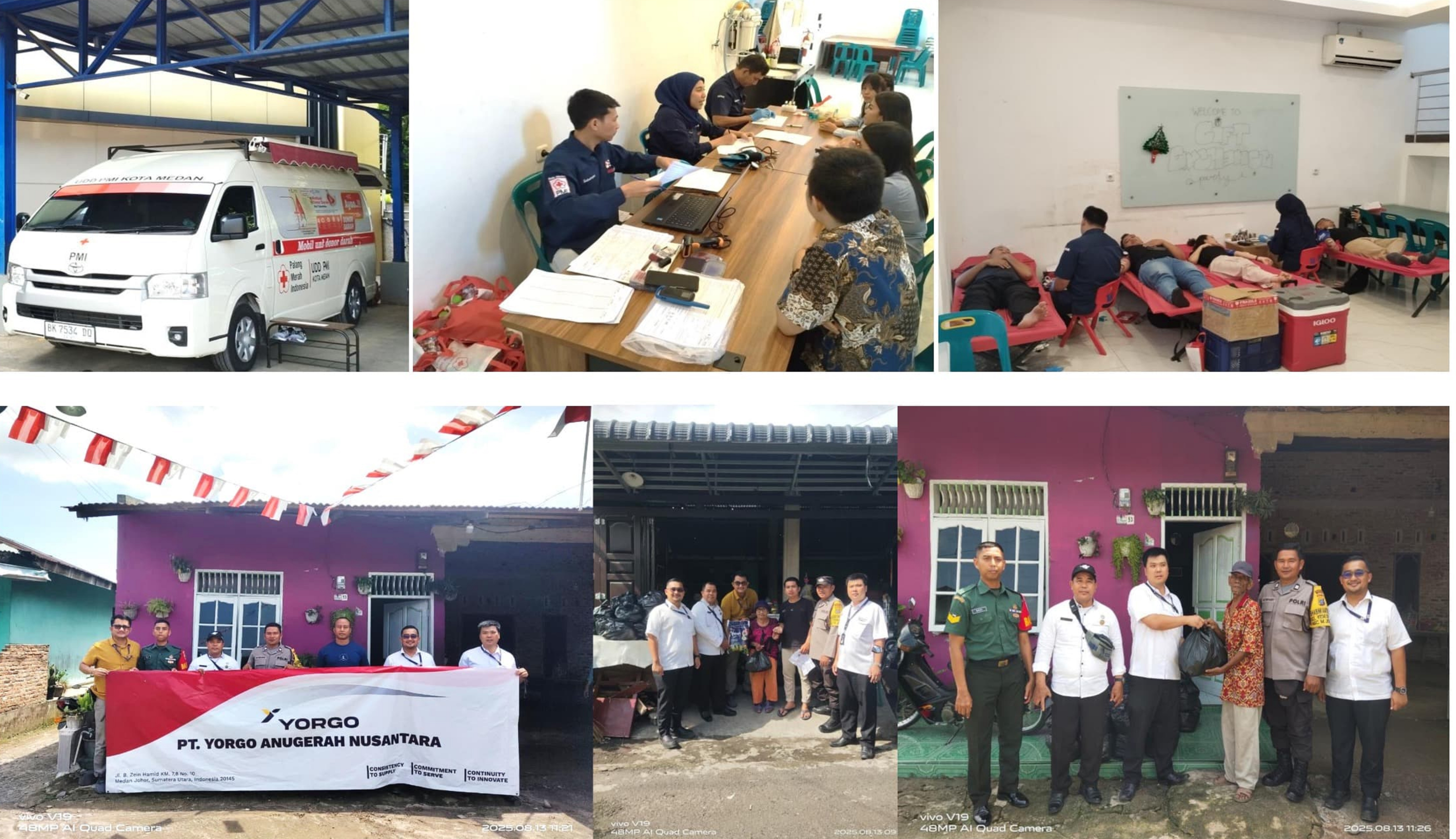 Sambut HUT Ke-80 RI, PT. Yorgo Anugerah Nusantara Gelar Donor Darah Dan Penyaluran CSR Kepada Warga Tidak Mampu