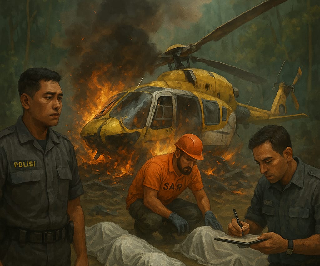 Heli Jatuh Di Kalsel, Korban Tiga WNA Dan Lima WNI