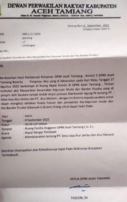 DPRK Aceh Tamiang Akan Godok Tuntutan Pendemo