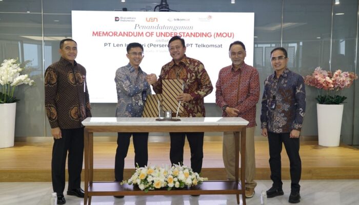 MTelkomsat dan PT Len Industri (Persero) Tandatangani MoU untuk Perkuat Kolaborasi Pertahanan Berbasis Satelit