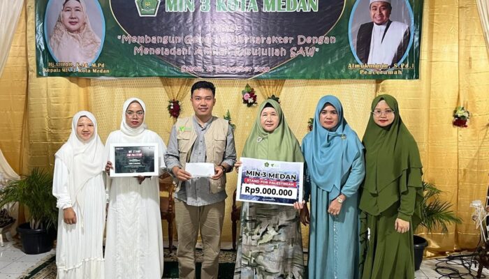 MIN 3 Medan Salurkan Donasi Rp9 Juta untuk Palestina melalui Dompet Dhuafa Waspada