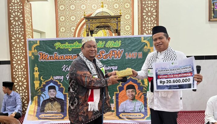 Jamaah Masjid Annur Serahkan Donasi Rp20,6 Juta untuk Palestina di Momen Maulid Nabi Muhammad SAW 1447 H