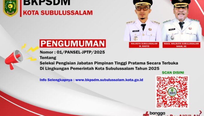 Dibuka Seleksi Pengisian JPT Pratama Kota Subulussalam