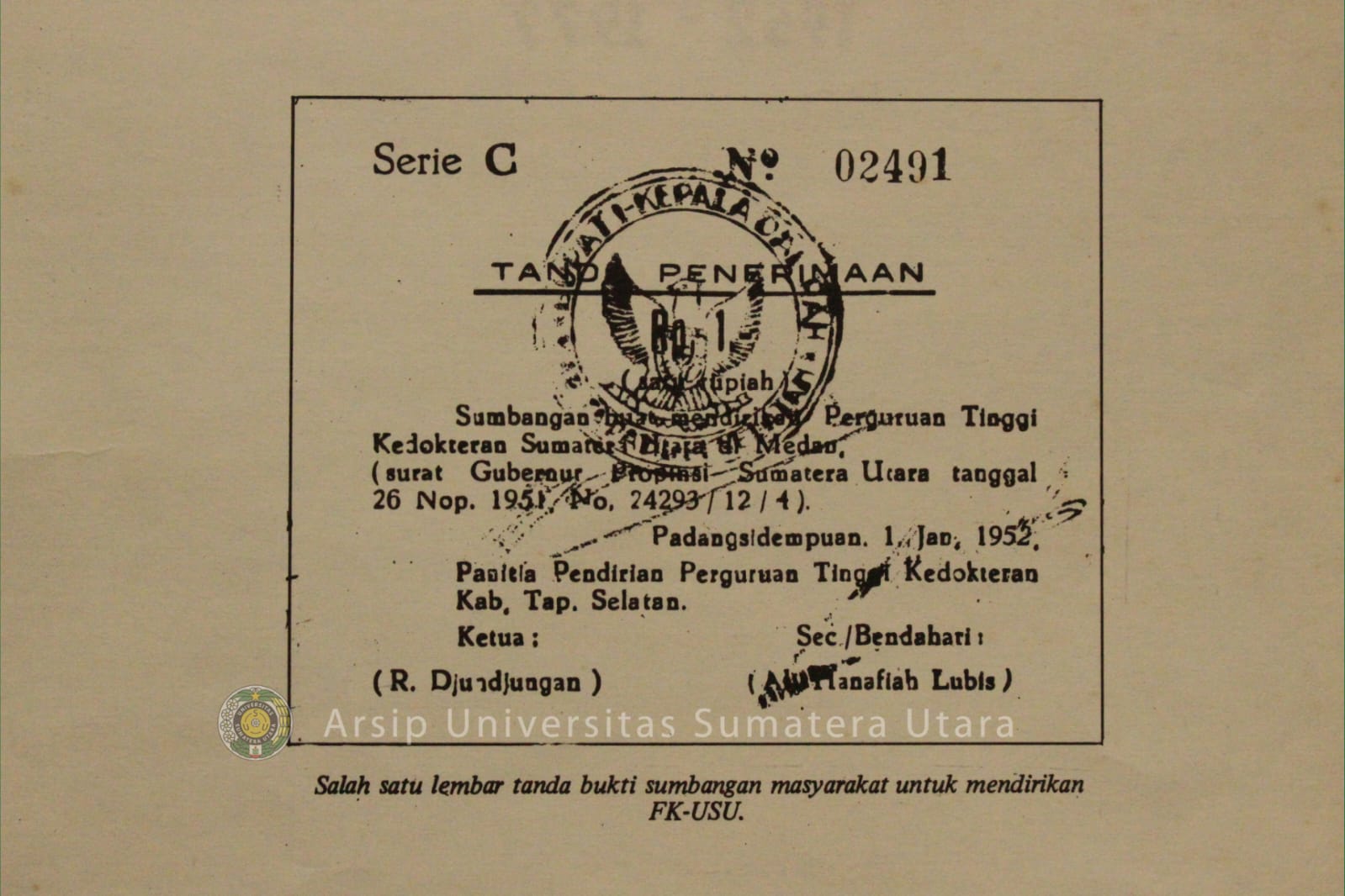 Bukti Nomor 02491 Tahun 1952: Jasmerah, USU Kampus Rakyat