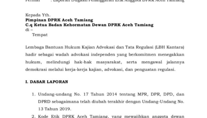 LBH Kantara Minta BKD Segera Copot Oknum Anggota DPRK Aceh Tamiang
