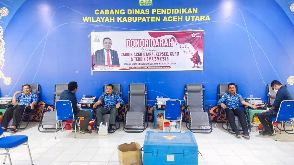 Ratusan GTK Donor Darah Di Cabdin Wilayah Aceh Utara