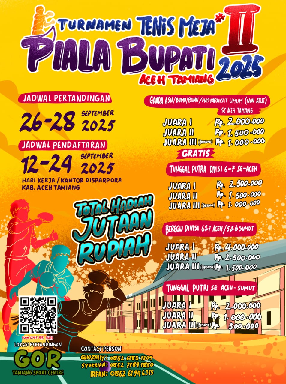Pemkab Aceh Tamiang Gelar Turnamen Tenis Meja Piala Bupati