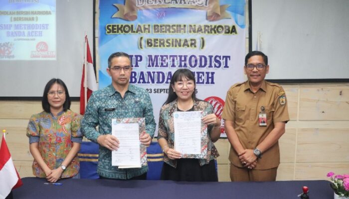 Cegah Narkoba, BNNK Dan SMP Methodis Banda Aceh Deklarasi Sekolah Bersinar