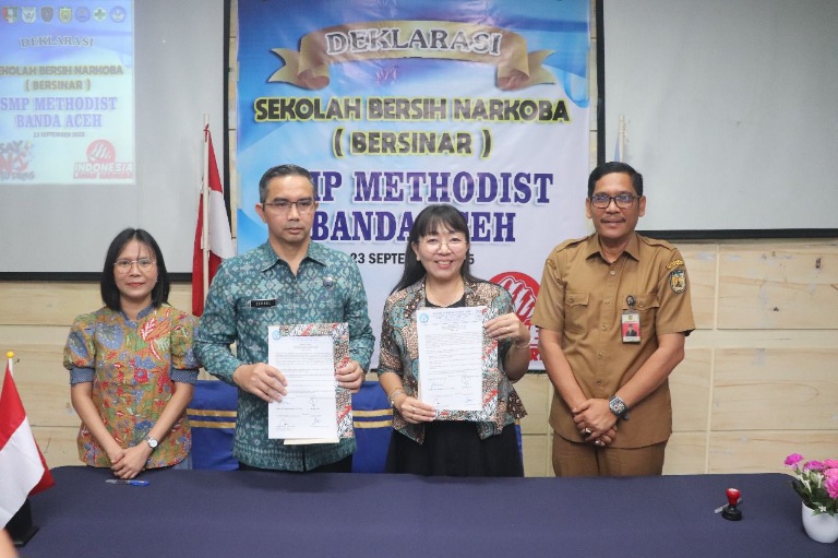 Cegah Narkoba, BNNK Dan SMP Methodis Banda Aceh Deklarasi Sekolah Bersinar
