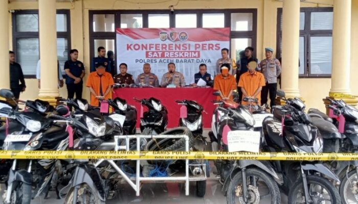 Polres Abdya Ciduk Tiga Pelaku Curanmor, 20 Sepeda Motor Dan 1 Betor Diamankan