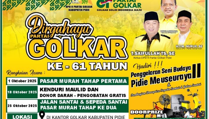 Besok, Golkar Pidie Gelar Pasar Murah Sembako