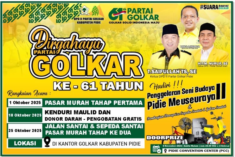 Besok, Golkar Pidie Gelar Pasar Murah Sembako