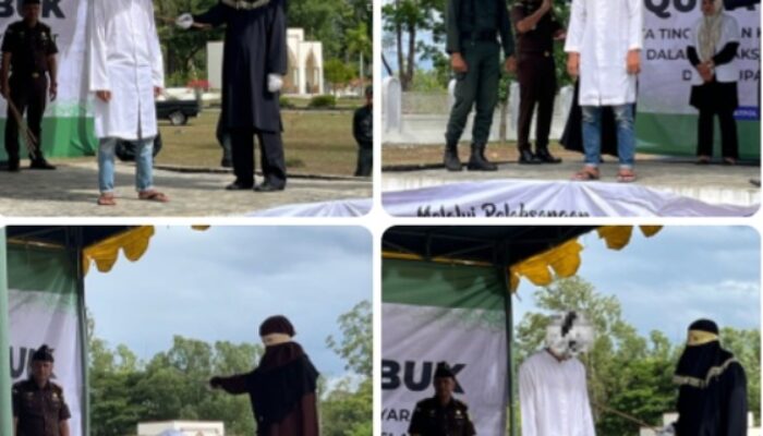 Empat Terhukum Jalani Uqubat Cambuk Di Halaman Masjid Al-Munawwarah Jantho
