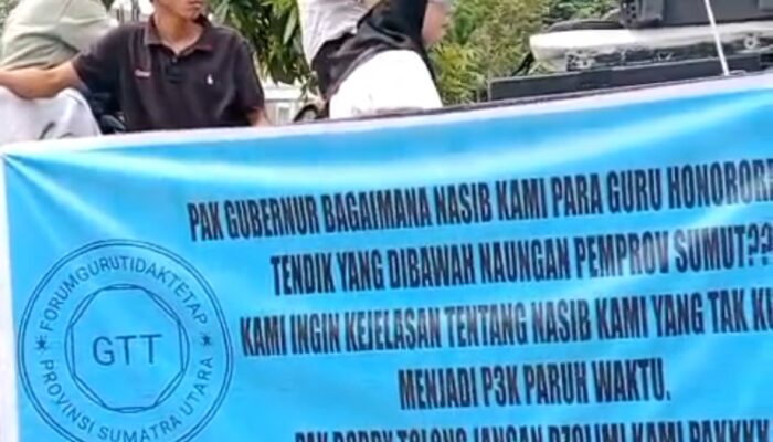 Guru Honorer Di Sumut Aksi Di Kantor Gubernur, Minta Bobby Tak Tutup Telinga