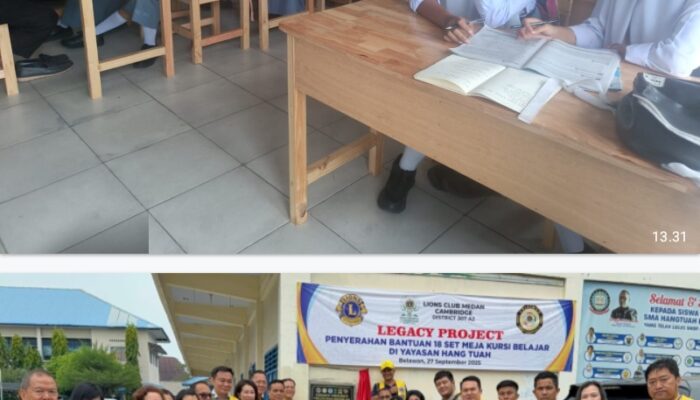 Lions Club Medan Cendekia Serahkan Bantuan Meja Dan Kursi Ke SMA Hang Tuah Belawan