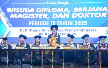 Wisuda lulusan UNPRI periode IX tahun 2025, Rabu (1/10/2025), di Kampus Utama UNPRI, Jalan Sampul Medan.
