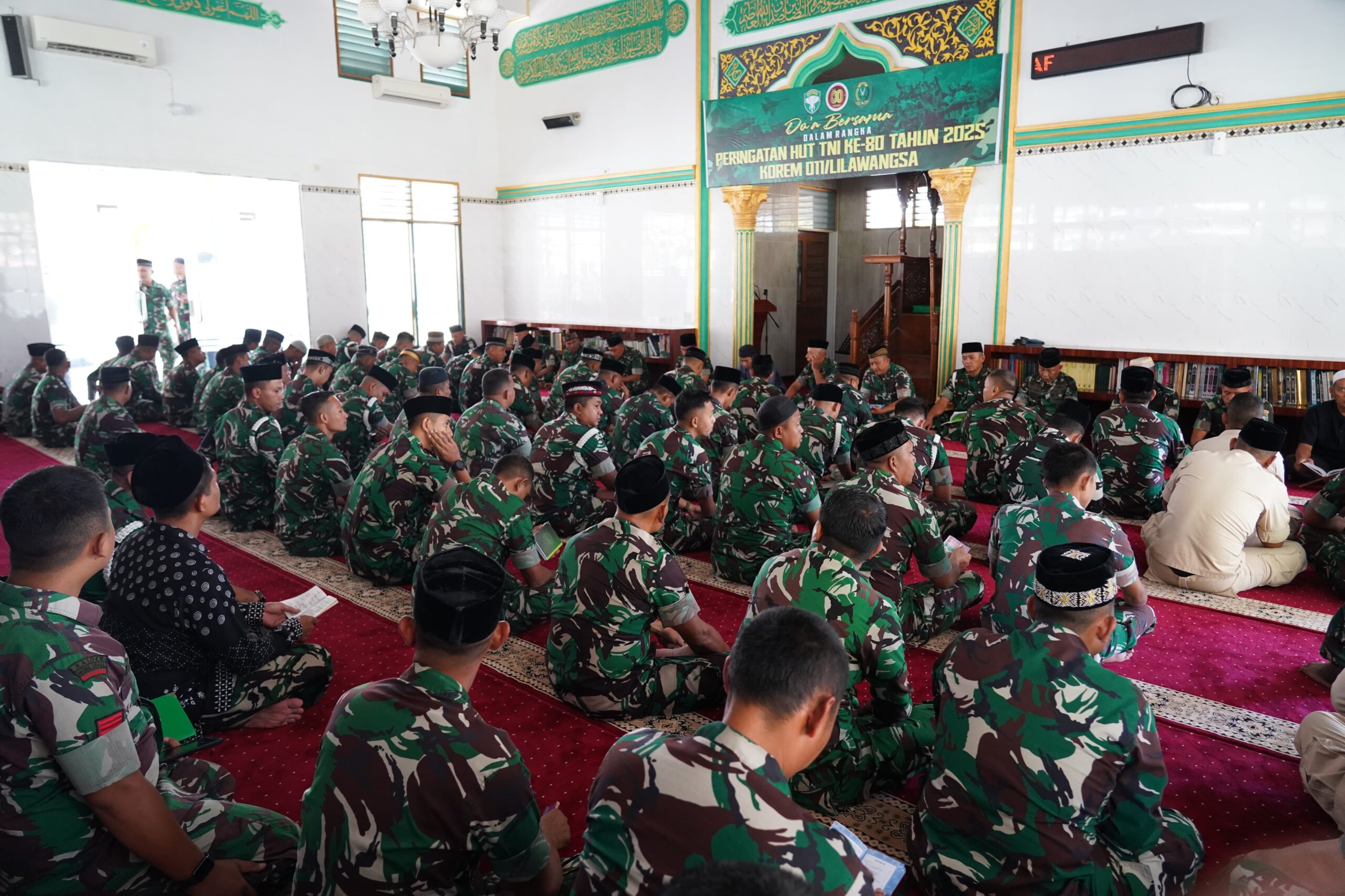 Doa Dan Yasinan Warnai Penyambutan HUT ke-80 TNI di Korem 011/Lilawangsa