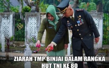 HUT Ke-80 TNI, Batalyon Arhanud 11/WBY Gelar Upacara Ziarah Nasional Di TMP Binjai
