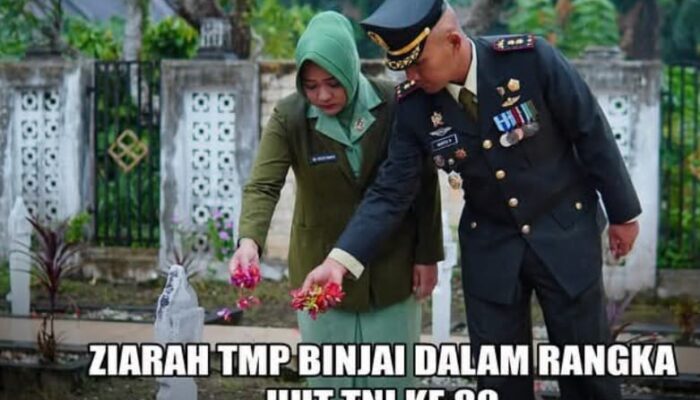 HUT Ke-80 TNI, Batalyon Arhanud 11/WBY Gelar Upacara Ziarah Nasional Di TMP Binjai