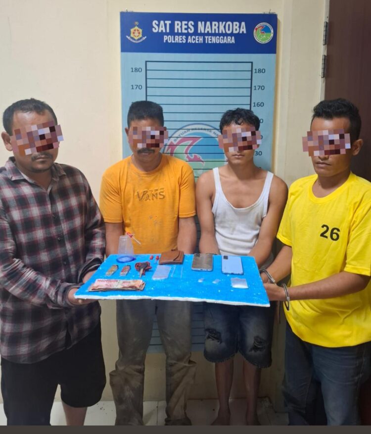 Polres Aceh Tenggara Ringkus Empat Pria Terlibat Pesta Sabu