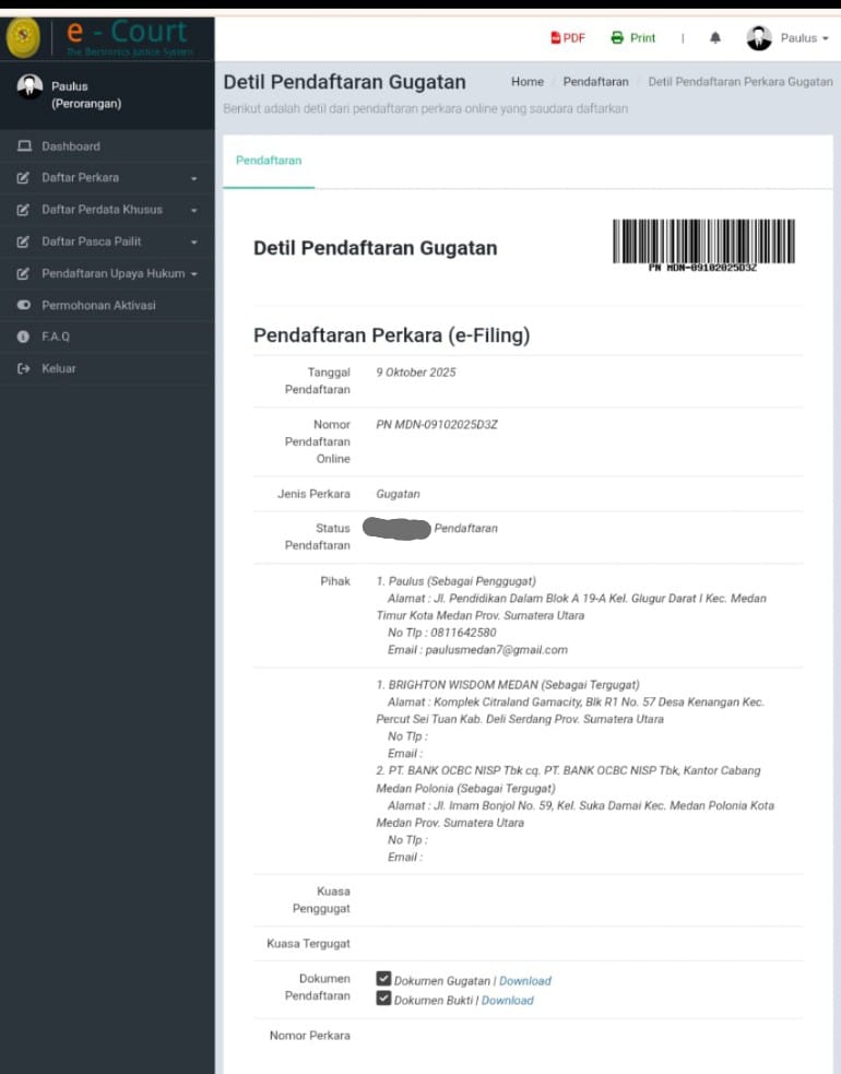 Pasang Banner Tanah Dijual tanpa Izin, Paulus Gugat OCBC NISP dan Brighton Wisdom ke PN Medan